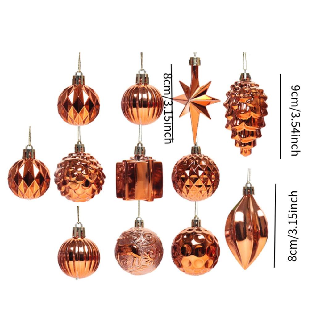 Christmas Tree Hanging Ornaments DIY Shatterproof Decorative Xmas Balls Baubles for Cafe Thanksgiving Festivals Holidays Wedding