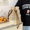 Bohemian Holliw Stroh Tasche Für Frauen Sommer Gewebte Eimer Tasche Urlaub Dame Strand Taschen Casual Kordelzug Umhängetasche