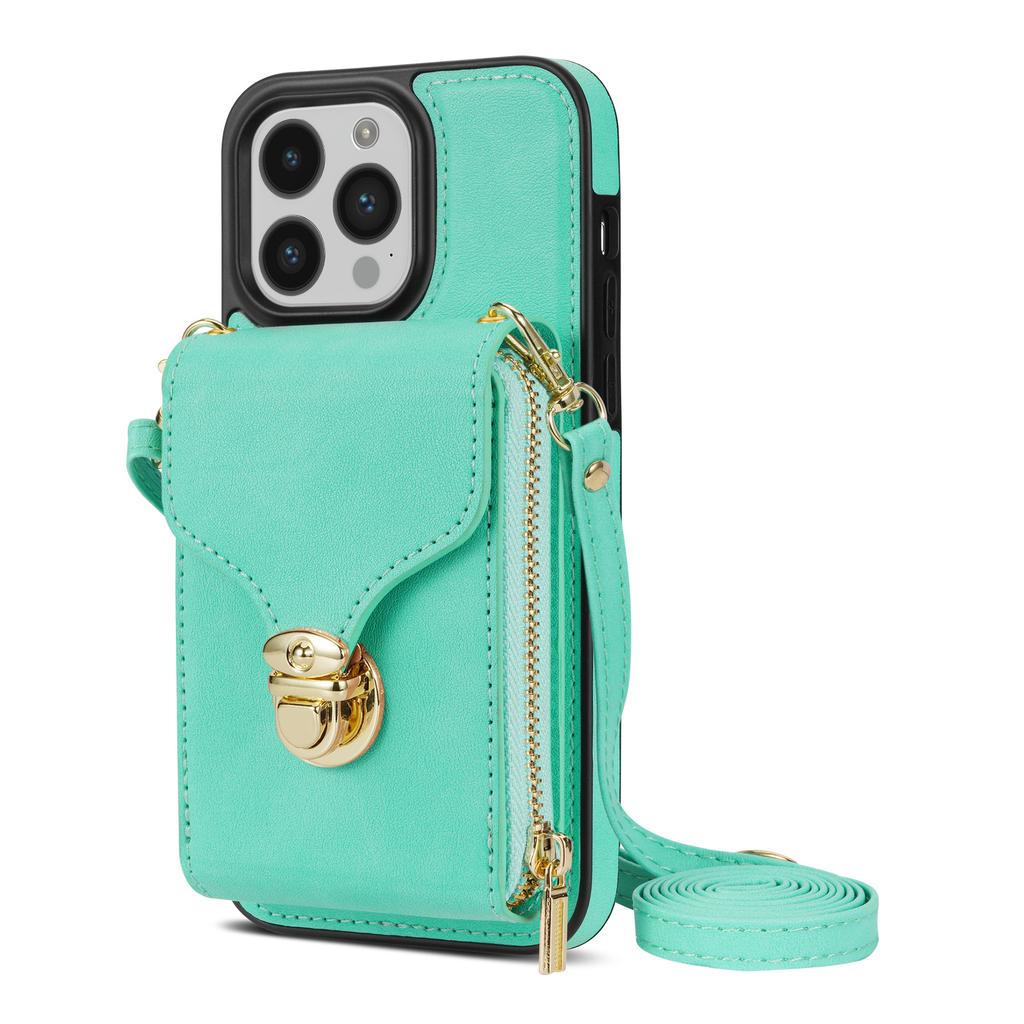 Suitable for Samsung A54 Zipper Crossbody Cable Mobile Case Wallet Bracket Multi Card Full Covered Case A14 A53