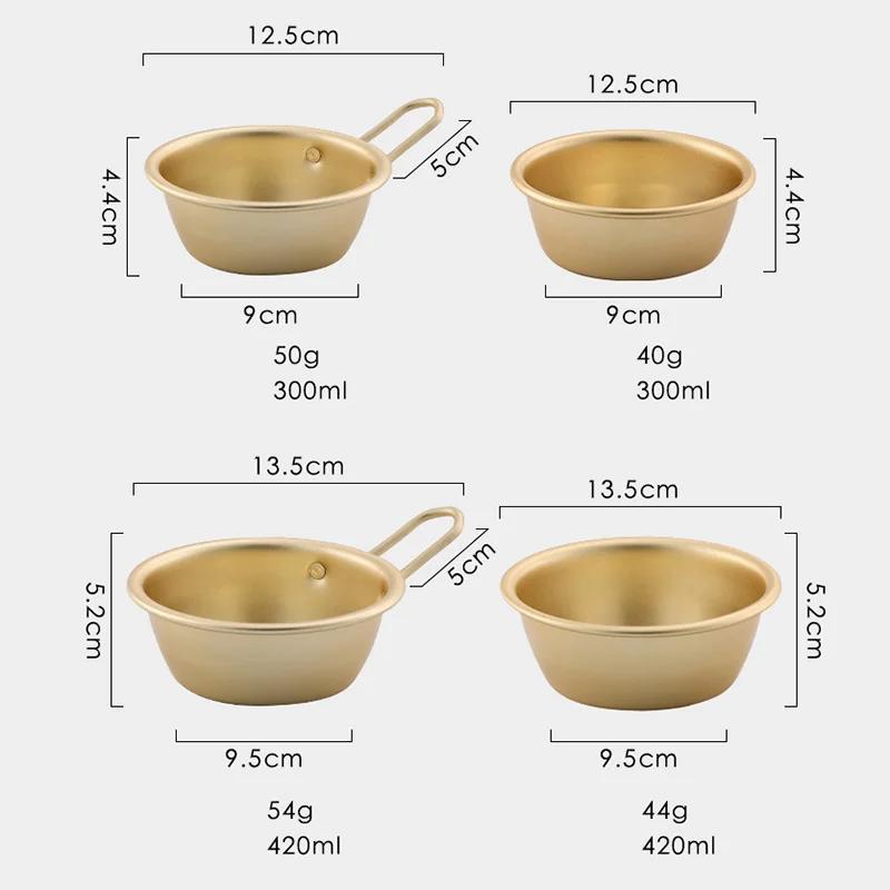 1Pc Gold Color Korean Traditional Aluminum Round Rice Bowl Wine Cup with Handle for Makgeolli Korean Wine Cup