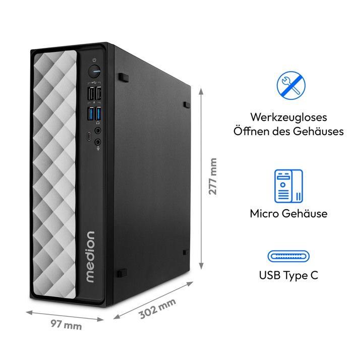 MEDION T80 Multimedia Mini PC (Intel Core i7-12650H, 16GB DDR4 RAM, 512GB SSD, Intel UHD, WLAN, Win 11 Home)