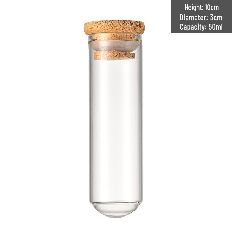 Handmade 30mm Glass Wishing Bottle with Bamboo Lid: Round-bottom Test Tube for Messages, Aliquot Samples, or Reagent Storage
