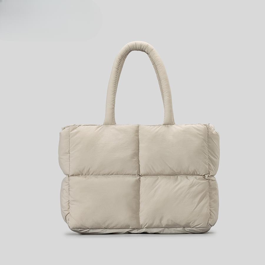 

Модная простая сетчатая сумка с хлопковым наполнителем, женская большая вместительная мягкая сумка, легкая сумка бежевый