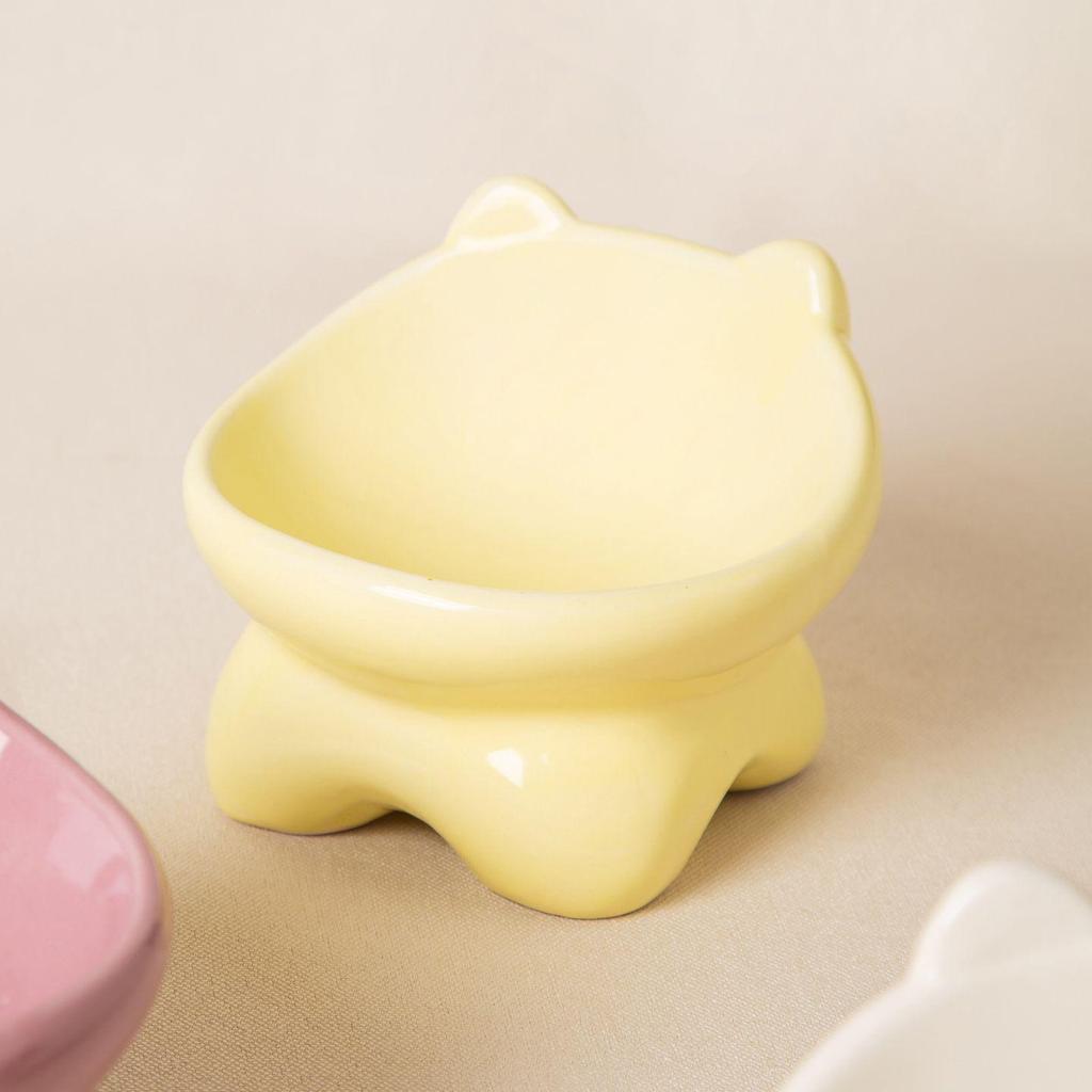 Princess Style Slanted Ceramic Cat Bowl – Elevated Design Prevents Black Chin, Ideal for Kittens