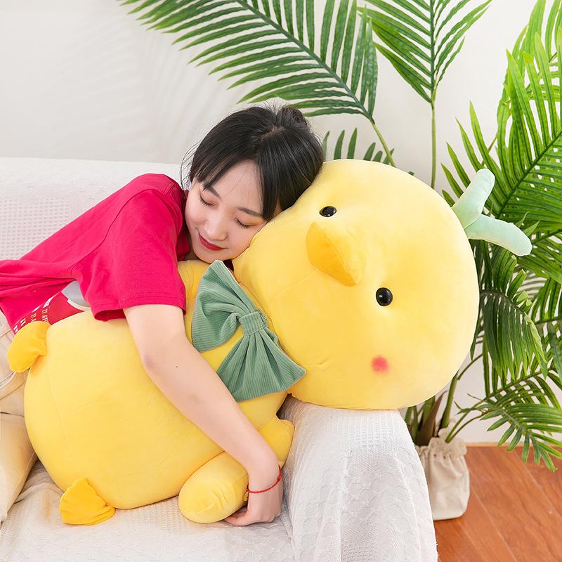 Bow Tie Small Yellow Chicken Plush Toy Throw Pillow Soft Cute Large Doll Doll Children's Accompanying Gift