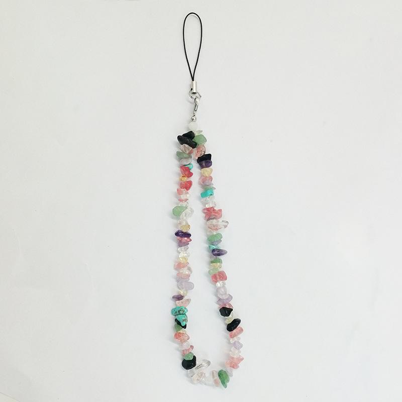 Simple Handmade Beaded Cell Phone Chain Snowflake Crystal Natural Crushed Stone Women Mobile Phone Lanyard One Size