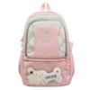 Embroidered Cute Dog Color Blocking Design Student Backpack With Pendant Plush