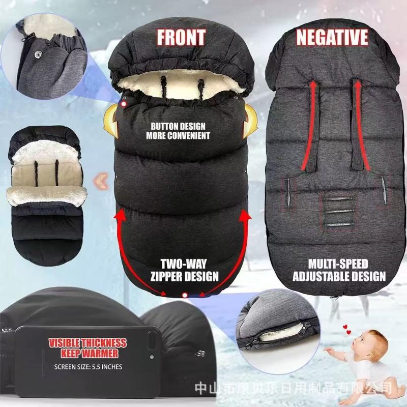 Baby Stroller Sleeping Bag Newborns Thick Cotton Swaddle Blanket Windproof Anti-Kick Warm Fleece Lined