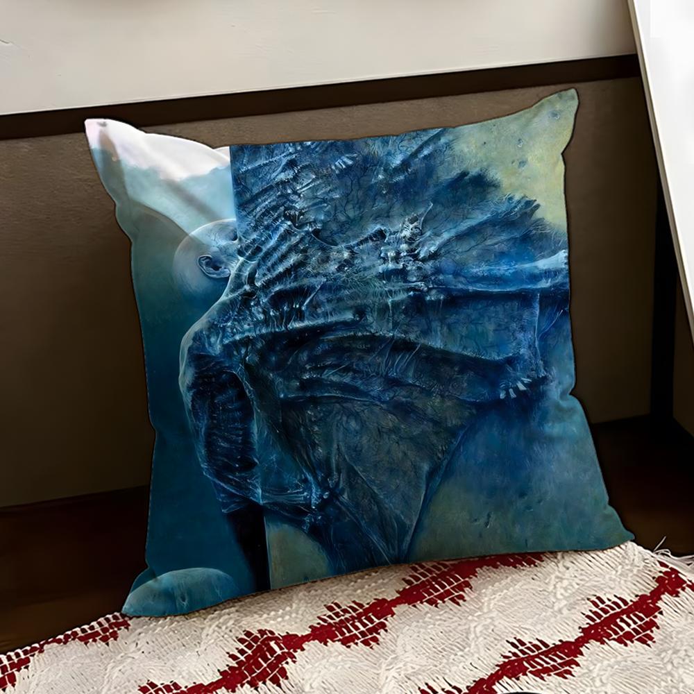 Art ZZdzislaw Beksinski Cushion Cover Reversible Soft Durable Pillow Cover Home Car MultiScene Use for Daily Comfort