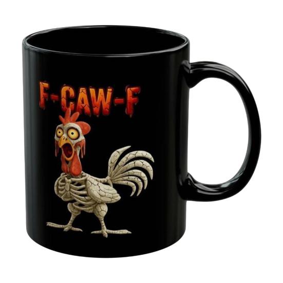 Funny Coffee Mug F-Caw-F Chicken Mug Ceramic 350ml Hot Cold Drinking Cup Dishwasher Safe Novelty Gift