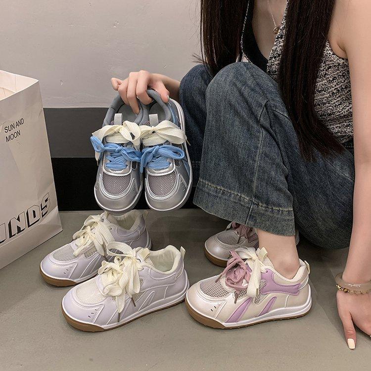 Dopamine explosion thick baseplate shoes women's summer versatile 2025 new mesh breathable casual sports bread shoes