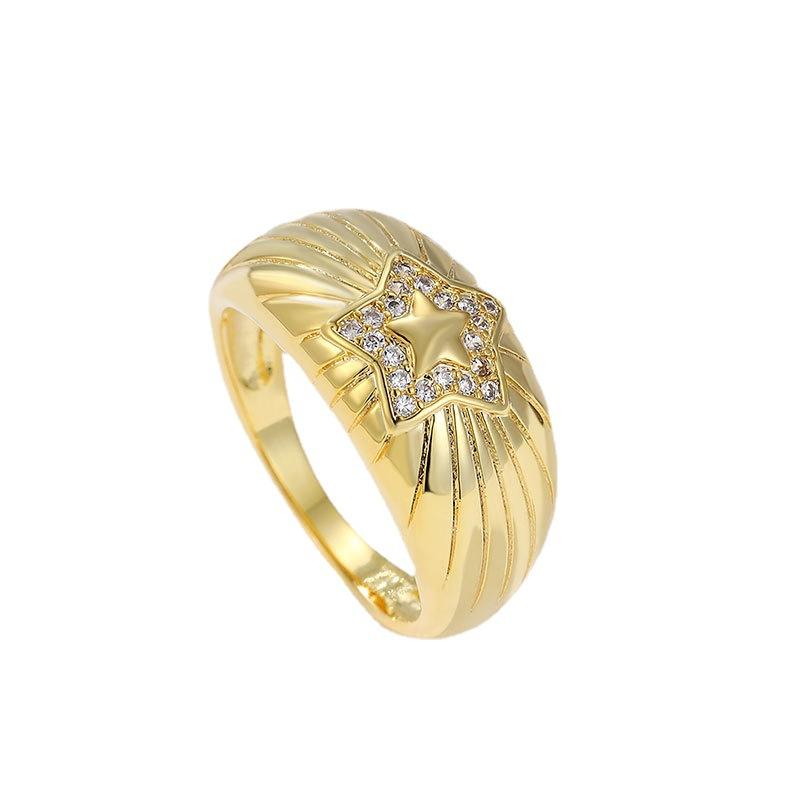 Fashion Style, Temperament Ring, Women's Temperament, Star-set Diamonds, Personality Style, Ring, Index Finger, Women's Star Ring Jewelry.