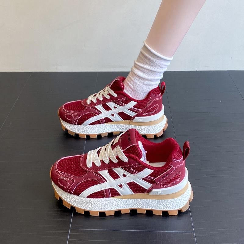 Mesh Forrest Gump Shoes Women's 2025 New Autumn Feet Small Breathable German Training Shoes Versatile Color Matching Small Waist Casual Shoes