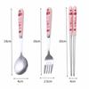 Cute Strawberry Chopsticks Spoon Fork Cutlery Set With Case Portable Travel Stainless Steel Tableware Kitchen Utensils