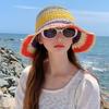 Rainbow Straw Hat Woman Summer Sun Visor Handmade Crochet Big Brim Bucket Hat Ladies Beach Sun Cap Boho Lady Girls Fashion Caps