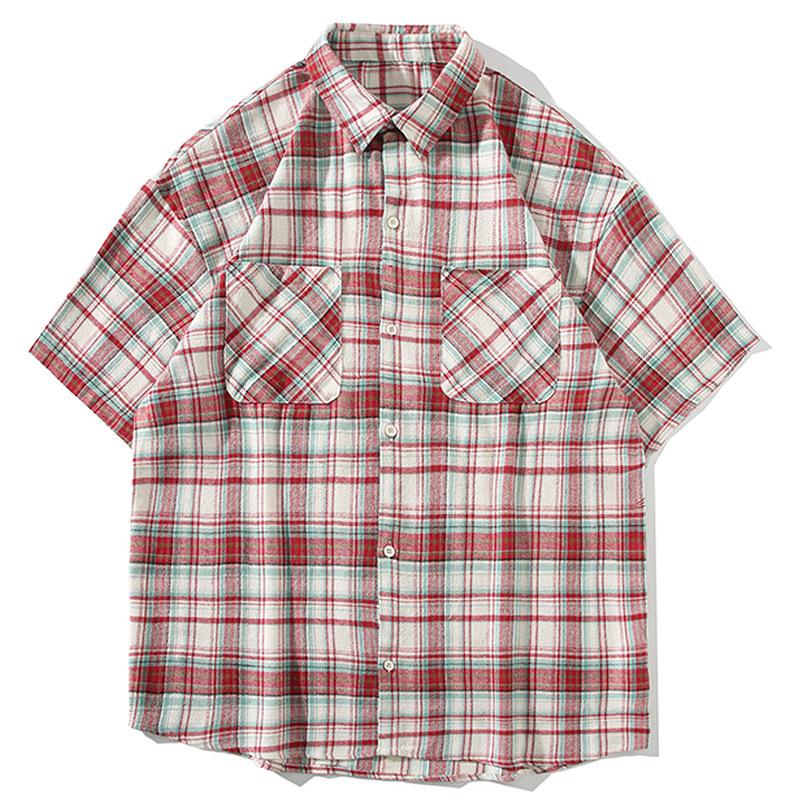 Retro style vintage personalized men s fashion trend daily casual summer outdoor wear men s short-sleeved shirt ins M