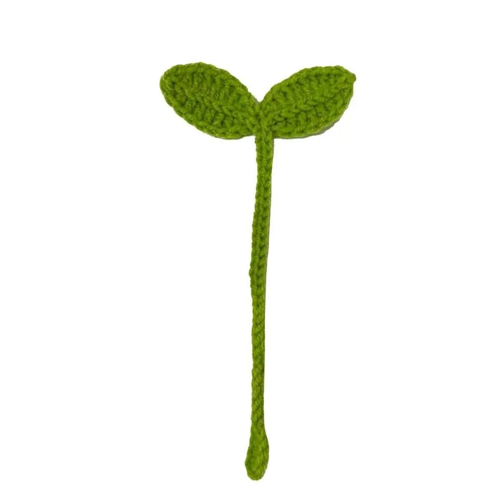 Knitted Green Leaf Bookmark Data Cable Strap Crochet Leaf Sprout Leaf Sprout Bookmark  DIY Craft
