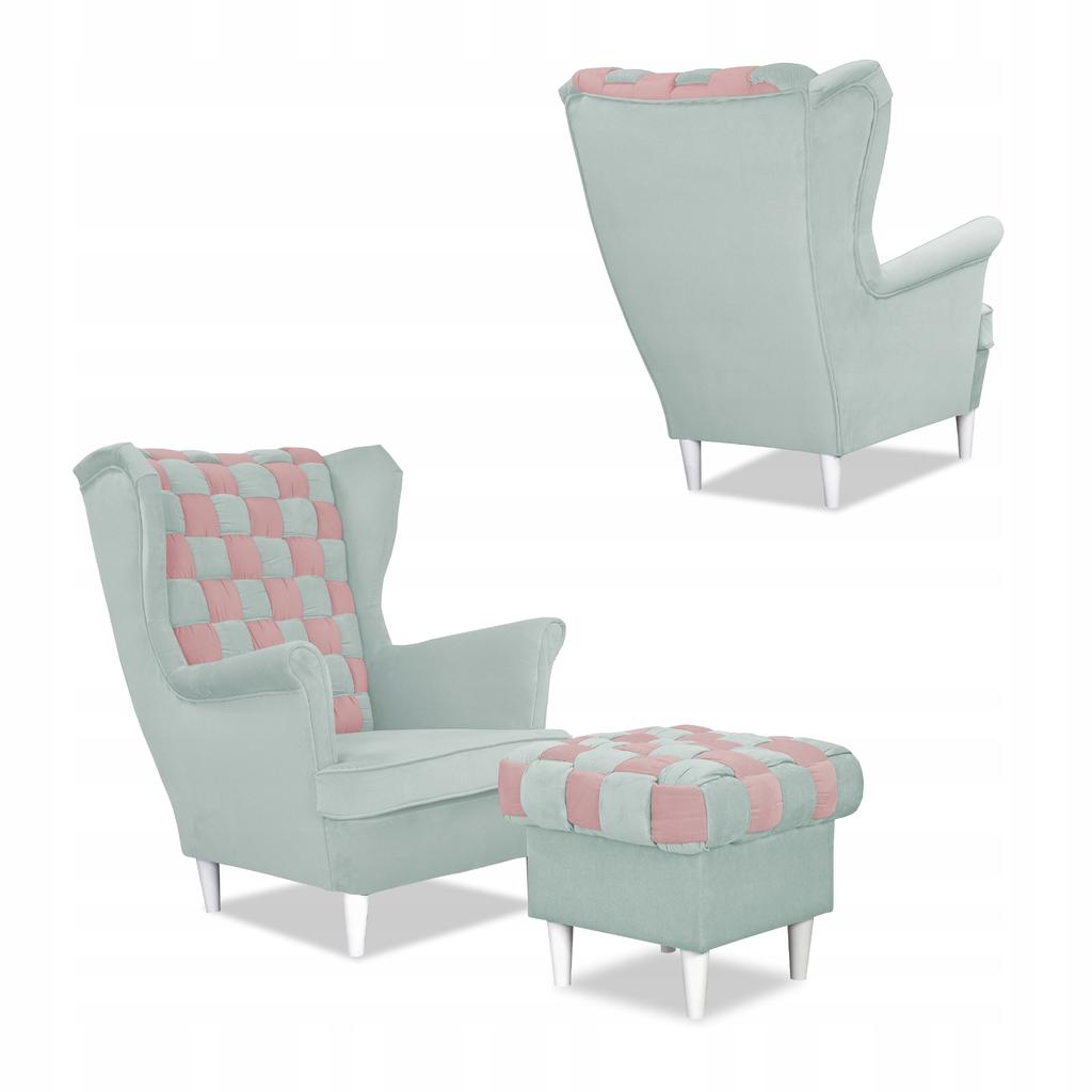 Set Uszak CAROL DUO Sofa Armchairs Poufs Family Furniture Grey - Pink