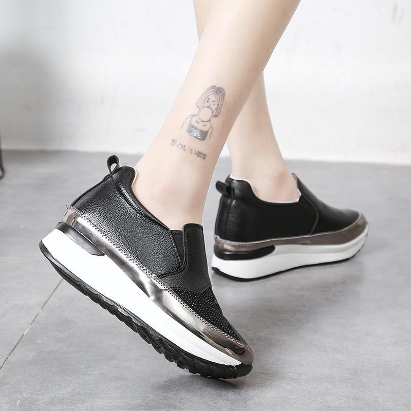 Cross-border large-size one-pedal lazy shoes fashionable rhinestone muffin thick-soled casual inner height-increasing single shoes