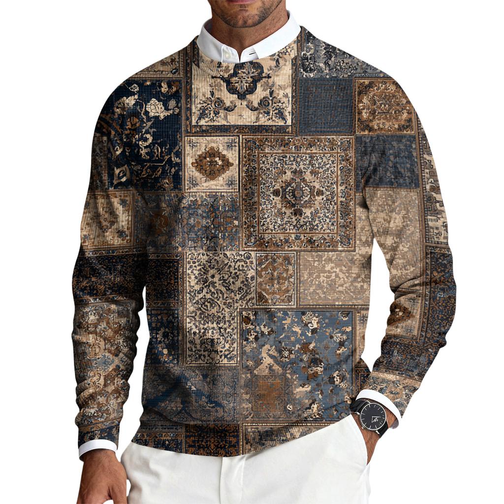 Herren Rundhals Langarm Rippstrick Pullover
