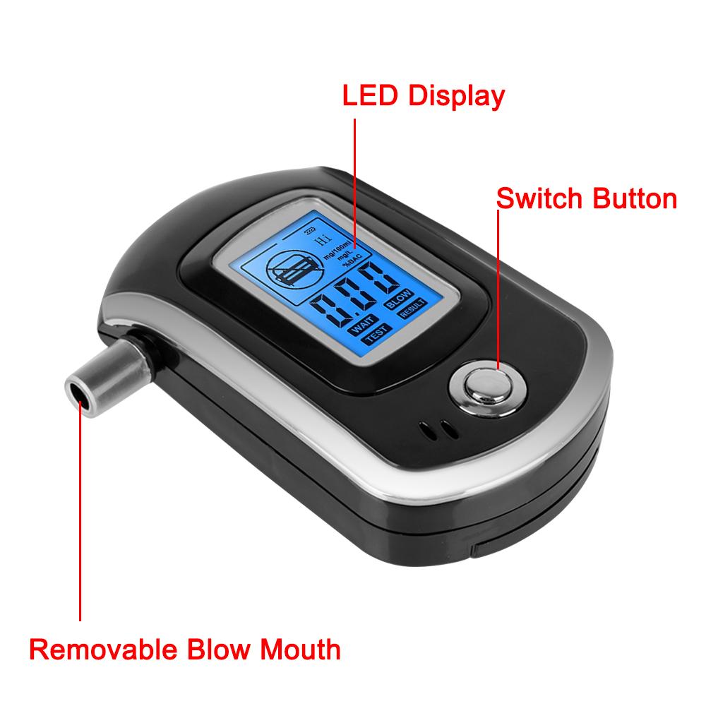 Mini Digital Breath Alcohol Tester Manual AT6000 Breath Drunk Driving Analyzer LCD Screen
