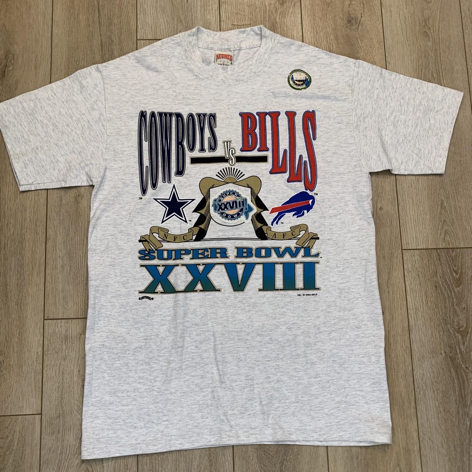 NWT Vintage 1993 Nutmeg Dallas Cowboys Buffalo Bills T Shirt Mens XL w/ Patch L