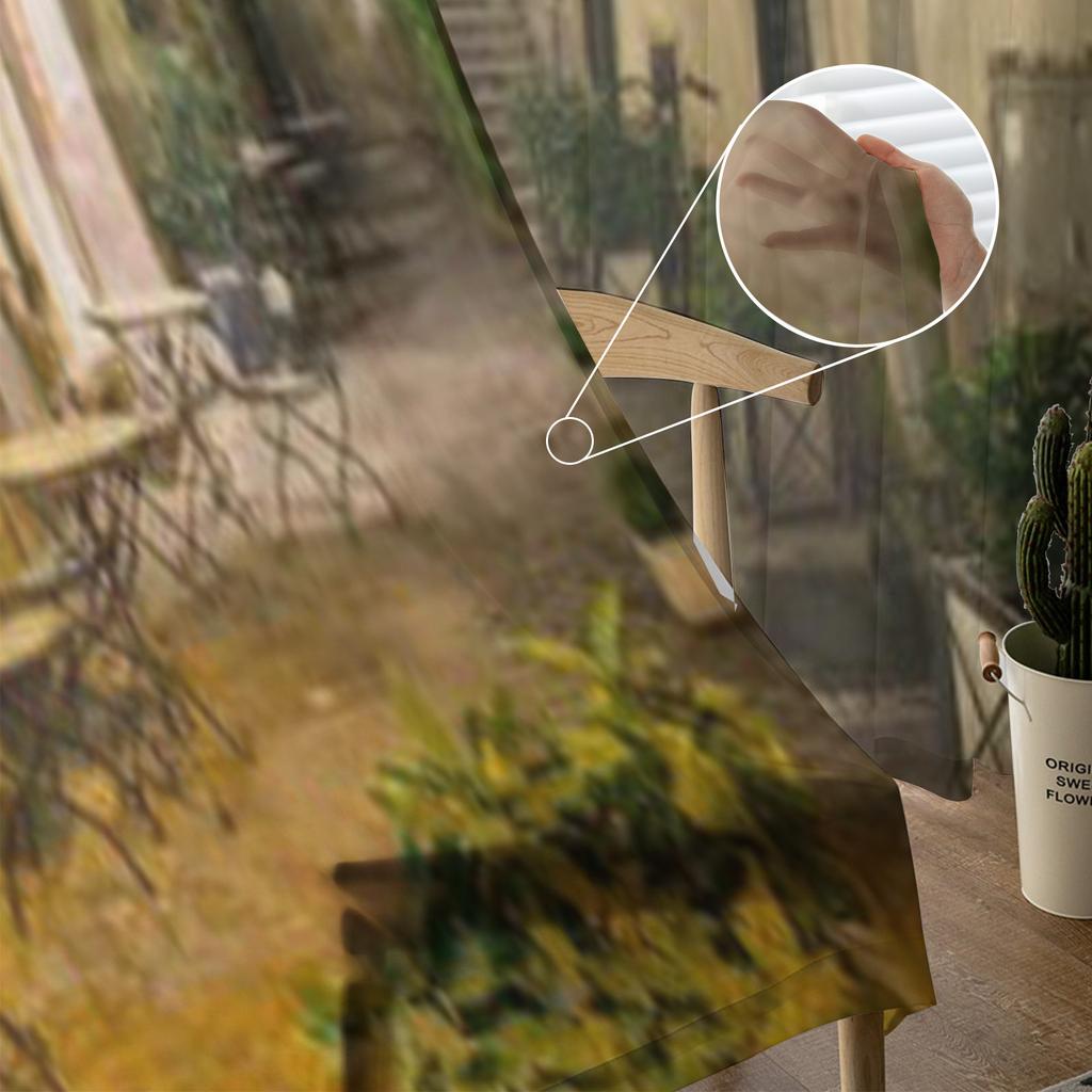 Old Courtyard In Rome Italy Sheer Curtain For Living Room Bedroom Voile Curtains For Window Organza Curtains Party Tulle Drapes