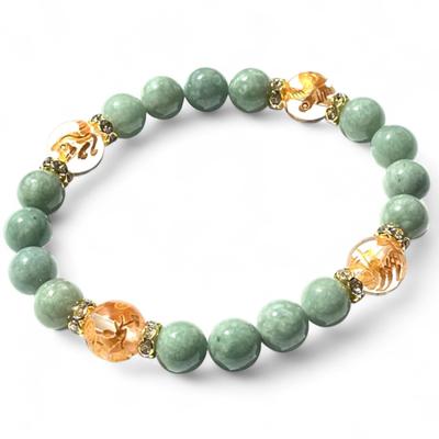 Natural Stone Power Stone Bracelet Jade Jade Four Divine Beasts Gold Engraving Crystal Financial Luck Prosperous Business Good Luck Amulet Prayer