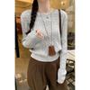 2025 Autumn/Winter Women's Slim Fit Twist Knit Grey Cotton Sweater Top