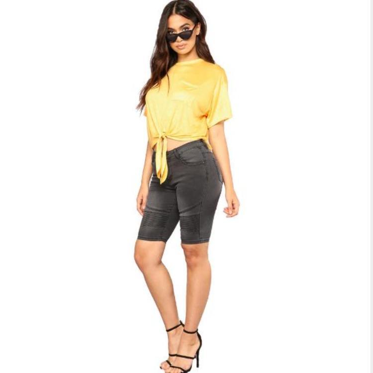 Summer Women High Waist Slim Fit Elastic Denim Jeans Shorts