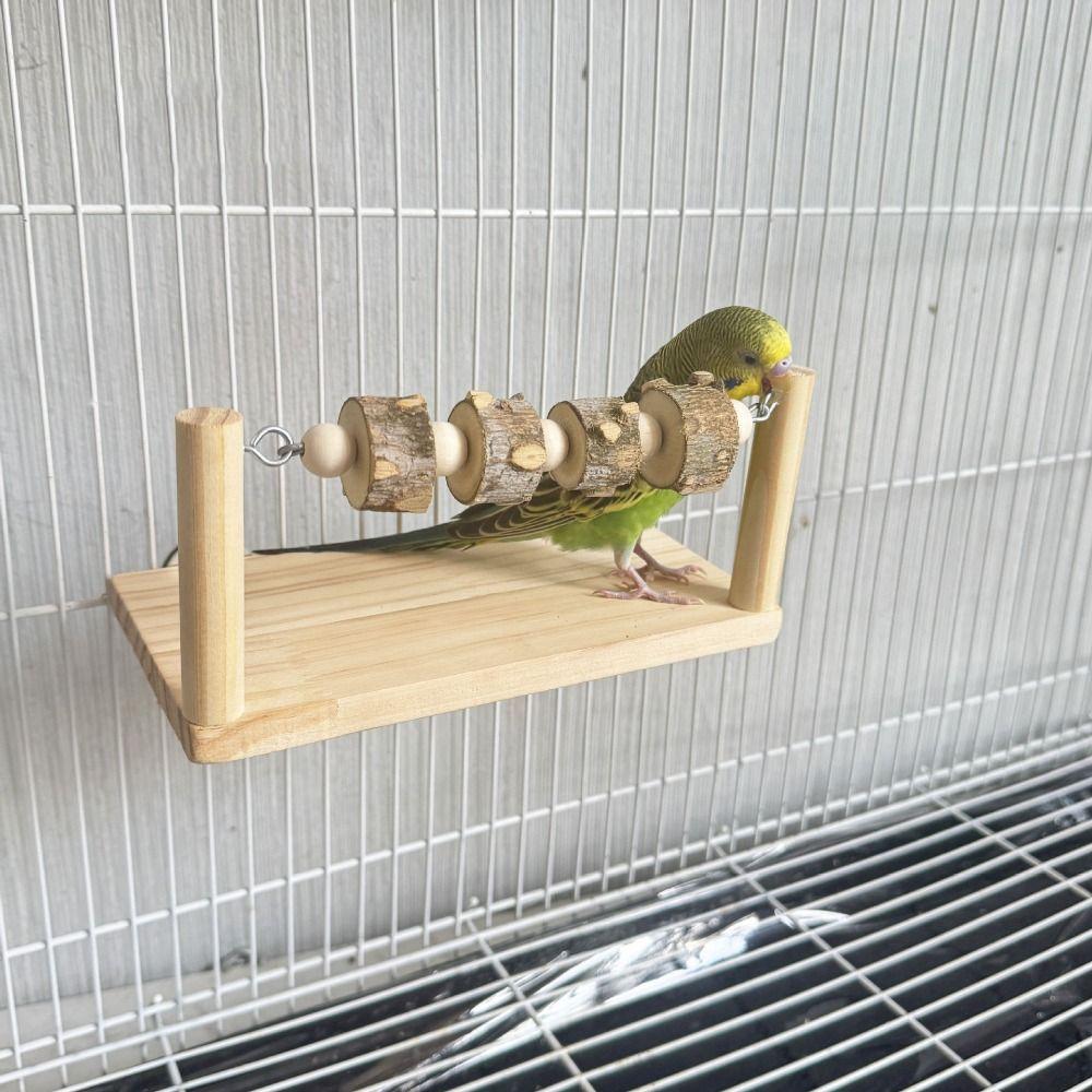 Natural Wooden Parrot Perch Stand Bite-resistance Wear-resisting Bird Paw Grinding Rack Interactive Oral Exercise Station