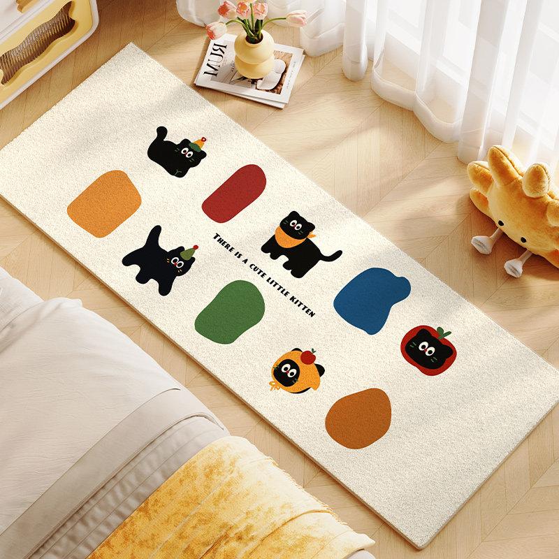 Cartoon Imitation Cashmere Long Rug Children's Bedroom Bedside Rug Soft Non-Slip Balcony Bay Window Mat Home Decoration