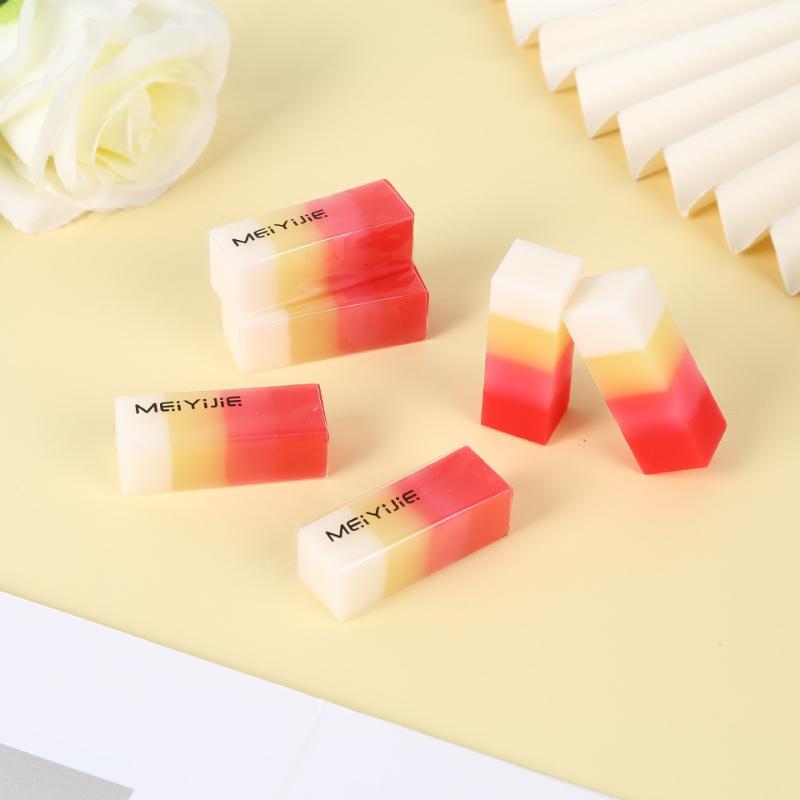 Süß Kreativ Dufttuch Geschenk Sauber mit weniger Krümeln Schüler Schulbedarf Langer Gelee Vierfarbiger Sandwich-Radiergummi Süß Kawaii