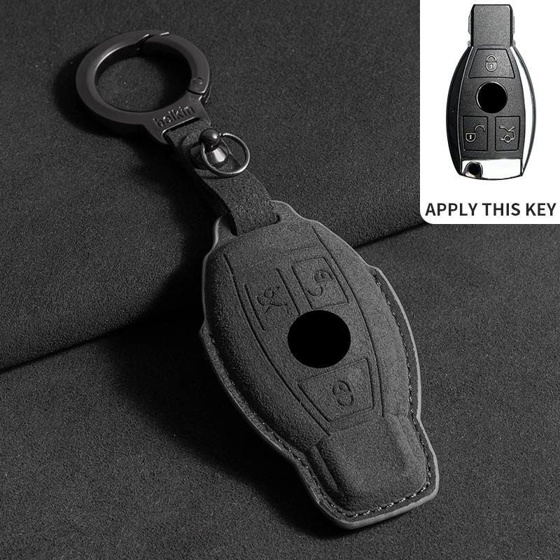 Suede Car Key Case Cover Shell for Mercedes Benz A C E S G Class W177 W205 W213 W222 X167 Amg Glc Cle Cla Glb Gls Car Key Bag