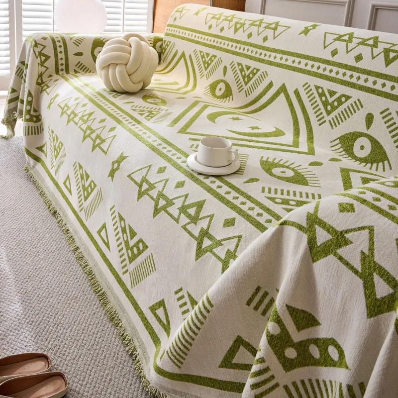 Slipcover Chenille Four Season Universal Bohemian Style Double Sided Sofa Cover Towel with Full Coverage Universal All Inclusive