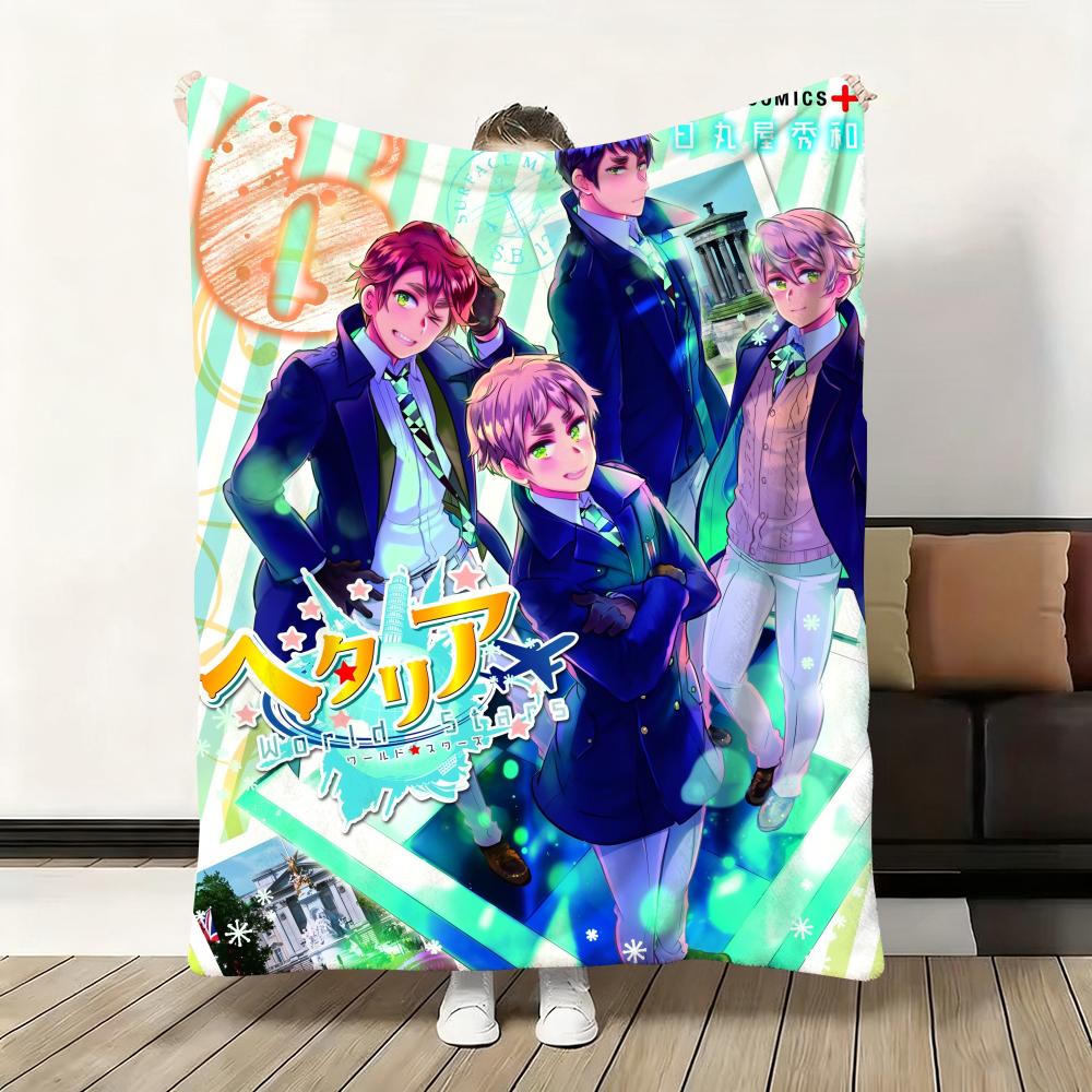 

H-Hetalia W-World Stars Плед Фланелевый Пушистый Мягкий Теплый Для Кожи Плед Для Дивана Кровати Офиса Дневного Сна Зимний 75x90cm