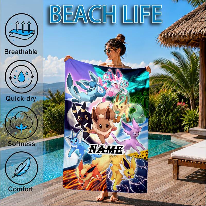 Custom Name Pika Microfiber Beach Towel, Quick-Dry, for Summer Travel, Beach Essential, Picnic Essentials, Swimming Pool