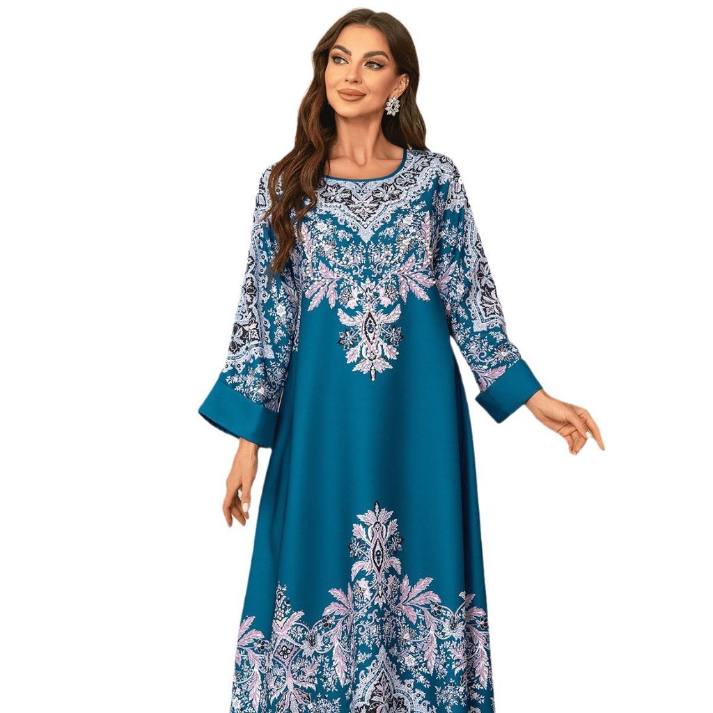ZD019 Foreign Trade Saudi Muslim Robe Embroidered Dress Women's Abaya Elegant Embroidery