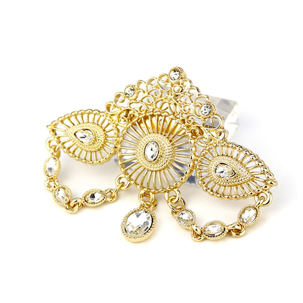 Fashion Crown Brooch Ladies Gold Color Crystal Bohemian Wedding Jewelry