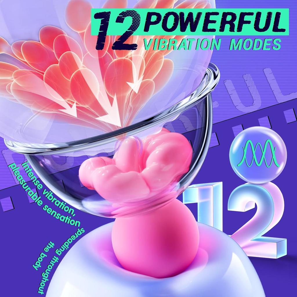 Removable Tongue Nipple Vibrator, Licking Clitoral Sucker, Clitoral Stimulation with 12 Vibration Modes, Vibrating Nipple Clips, Sex Toys