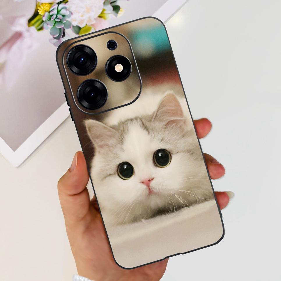 For Tecno Spark 10 Pro Spark 10C Case  Spark 9 Pro Spark 8c spark 7 Back Cover Bumper Clear Soft TPU Silicone Cute Cat Cartoon