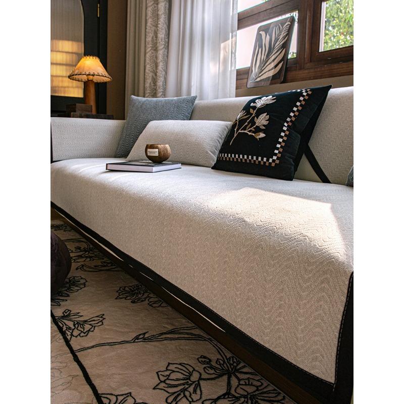 Light Luxury Sofa Cushion Four Seasons Universal Chenille Cover Cloth Black High-Grade Non-Slip Anti-Scratching Cover Blanket
