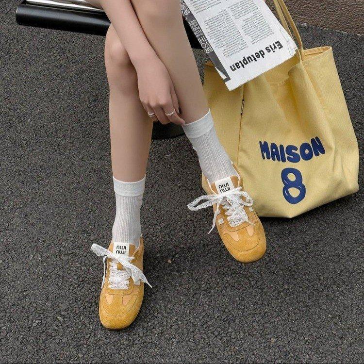 Ballet Style Moral Training Shoes Breathable 2025 Summer New Pearl Ribbon Forrest Gump Shoes Thin Versatile Thick-soled Shallow-mouth Board Shoes