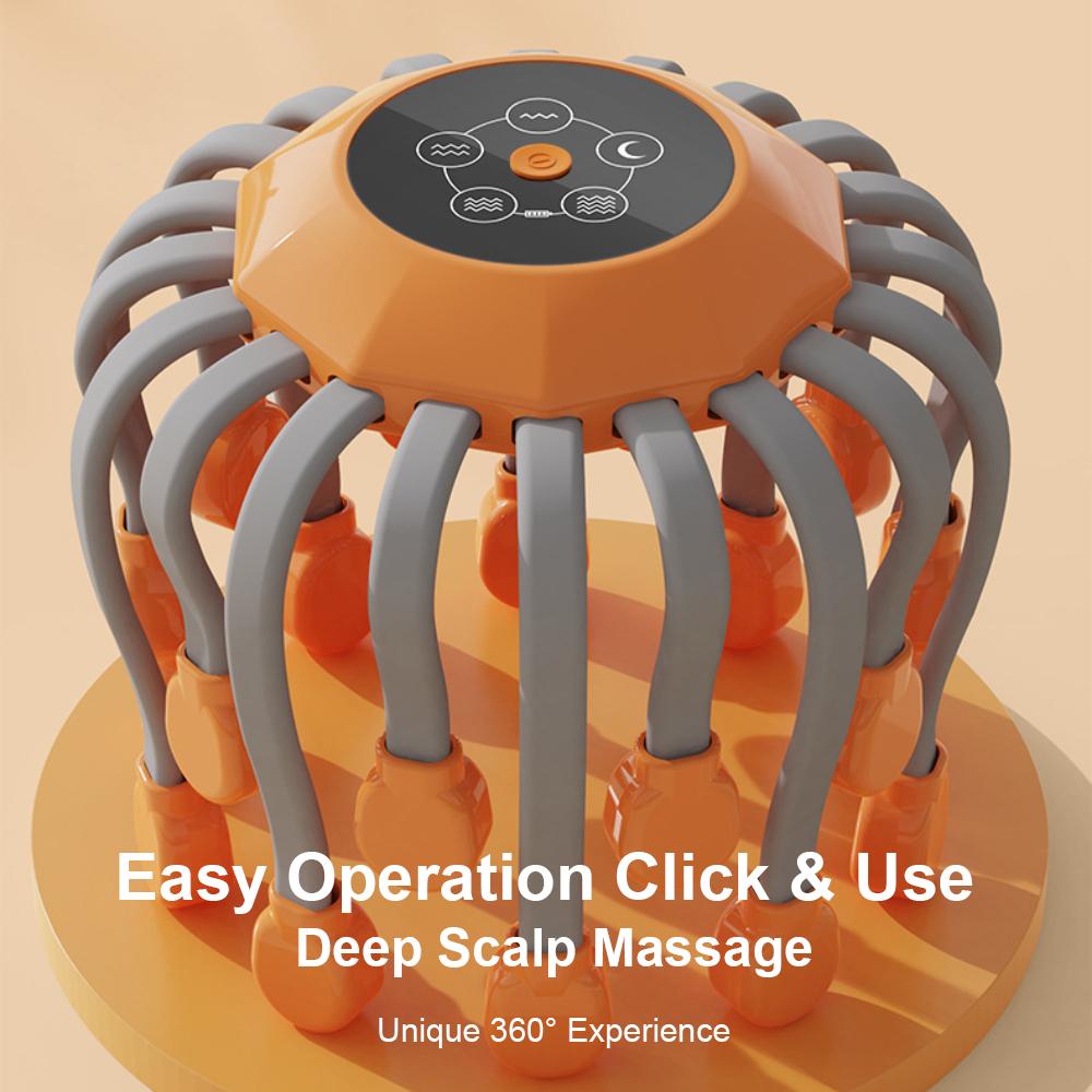 20 Octopus Claw Head Massager Electric Red Light Therapy Relief Scalp Massage Stimulators Orange Vibration Hair Head Massager