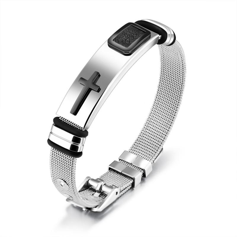 

Titanium Steel Mesh Bracelet Cross Men s