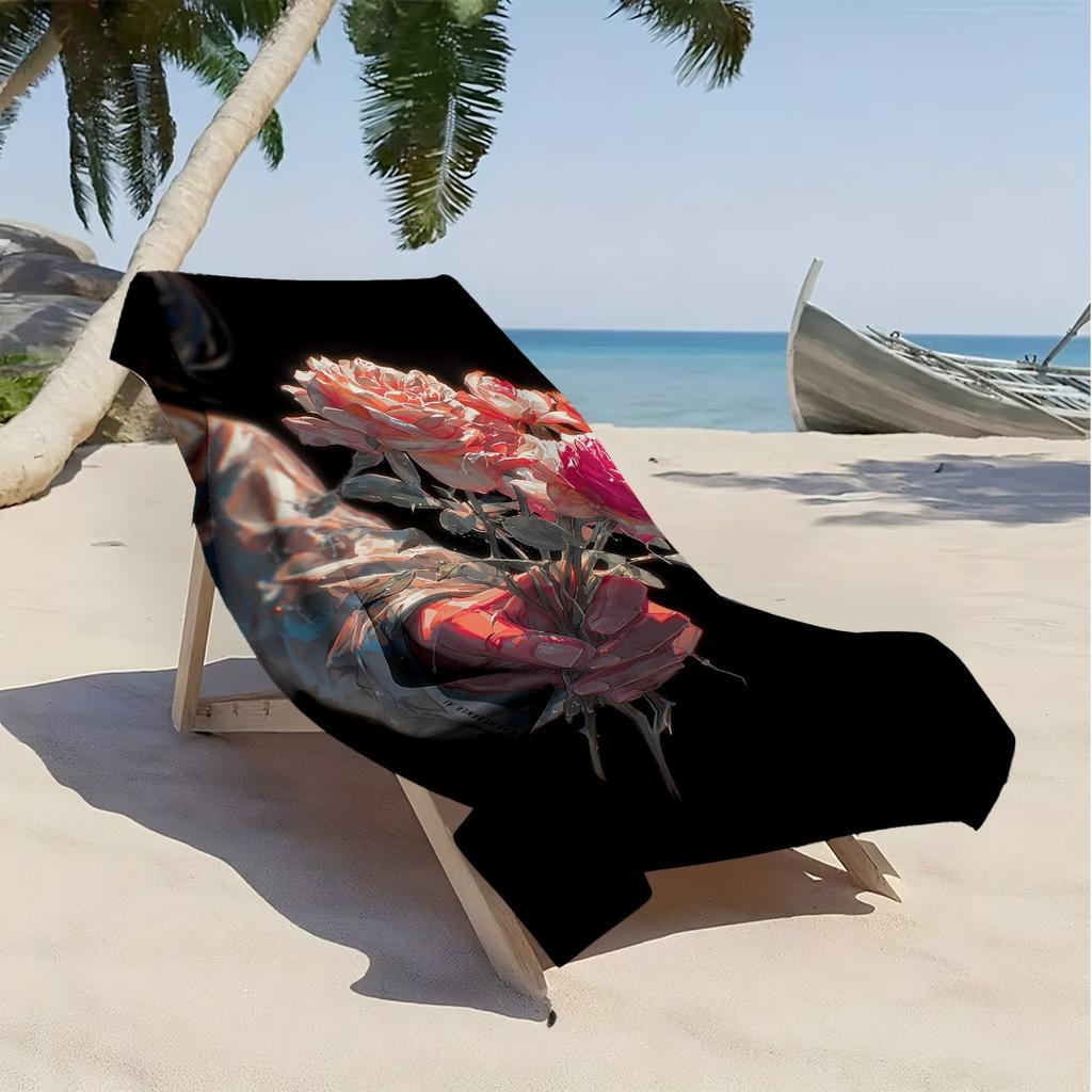 Dreamy Rose Girl Gradient Pattern polyester microfiber beach towel is highly absorbent, suitable for swimming and beach outings