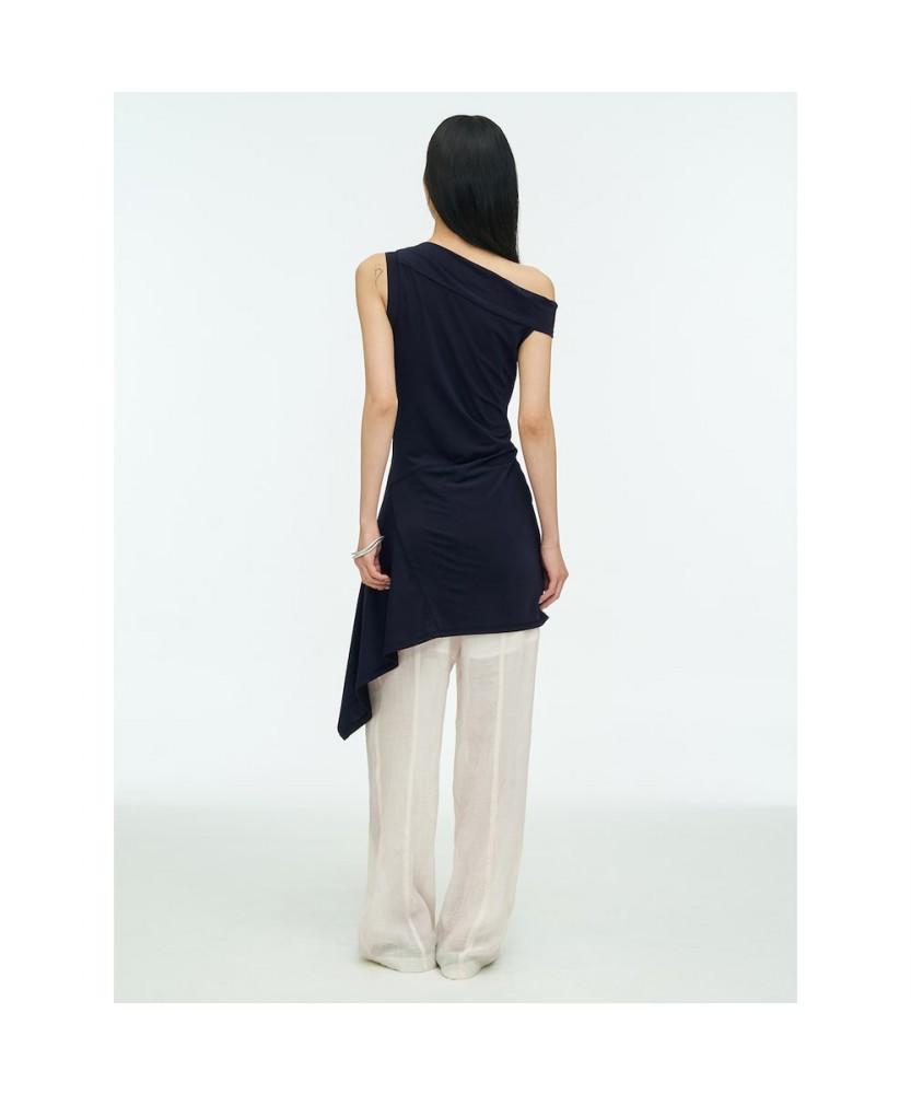 Anggae Unbalanced Mini Dress Navy