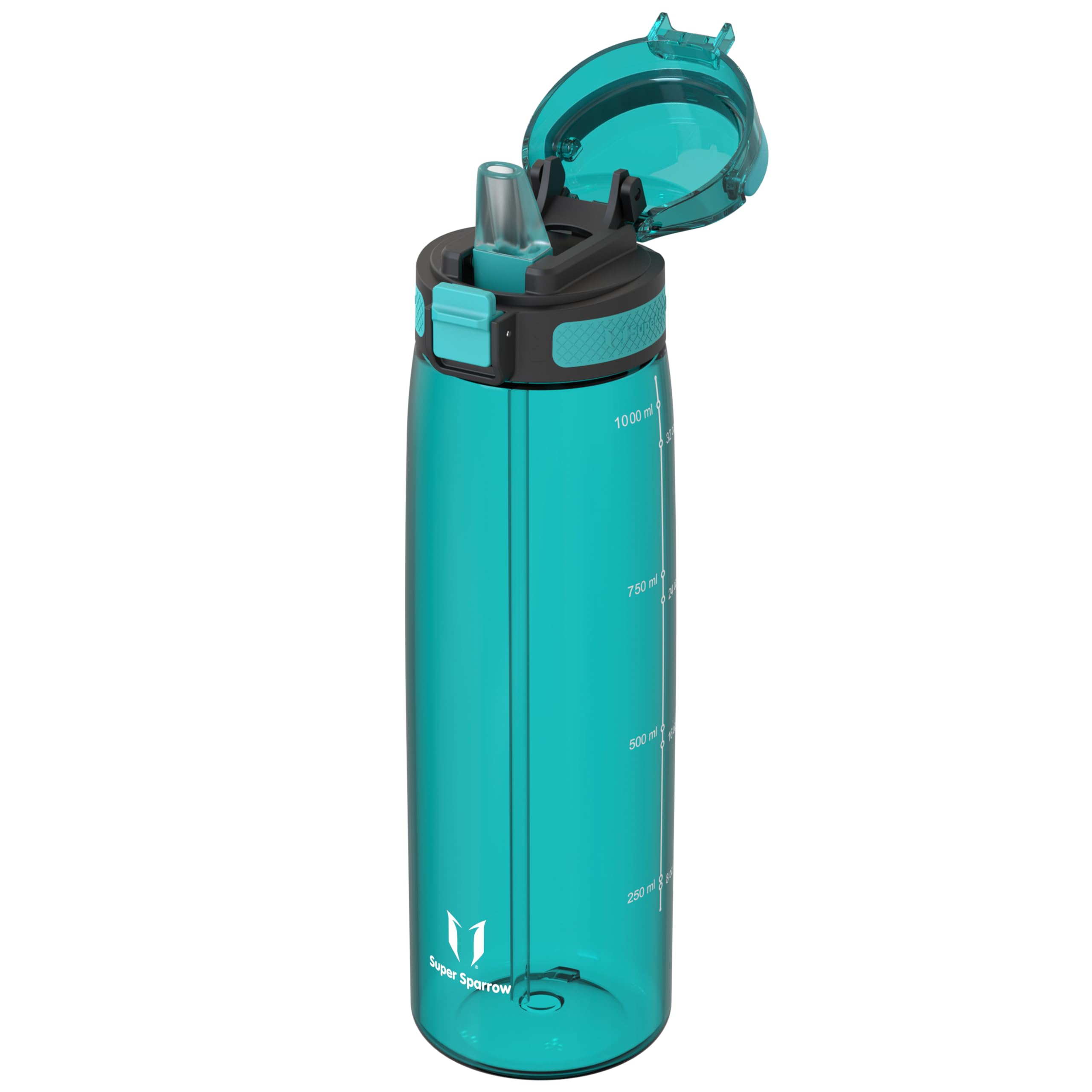 

Super Sparrow Water Bottle - 1L - Made with American-made Tritan BPA-Free Straw - Suitable for Sports, School, Baseball, Outdoor Activities, Camping,