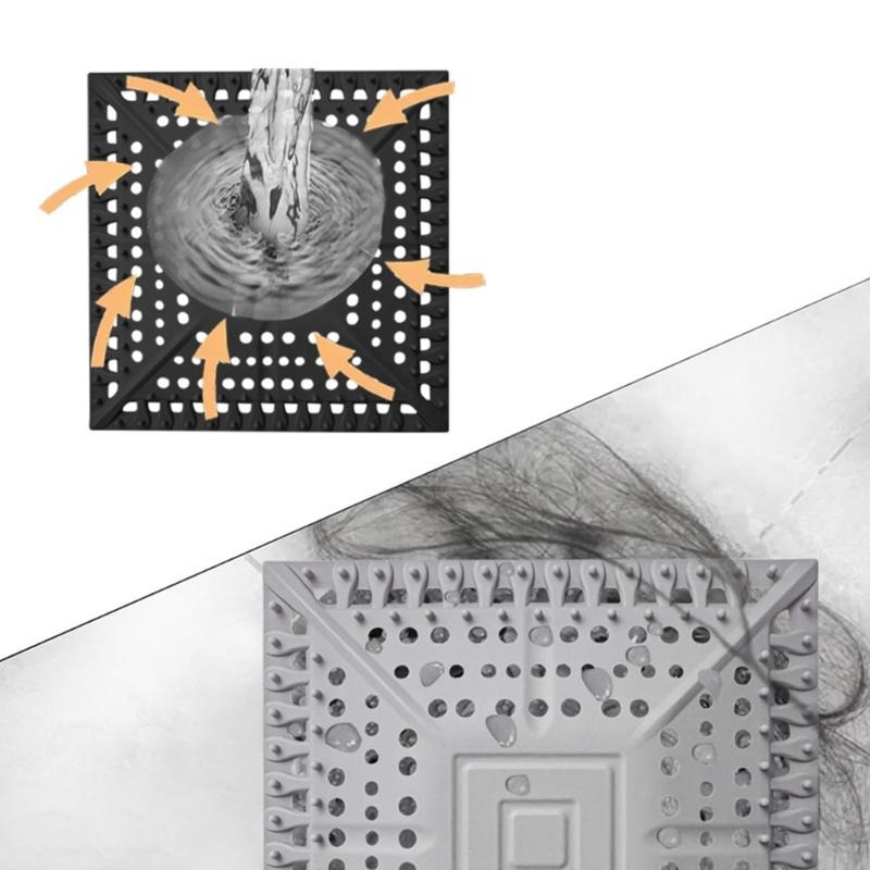 Quadratische Form Silikon Bodenablaufabdeckung Sieb Spülbecken-Sieb Haarfänger Abwasserkanal-Auslass Ablauf-Filter Einfach zu bedienen