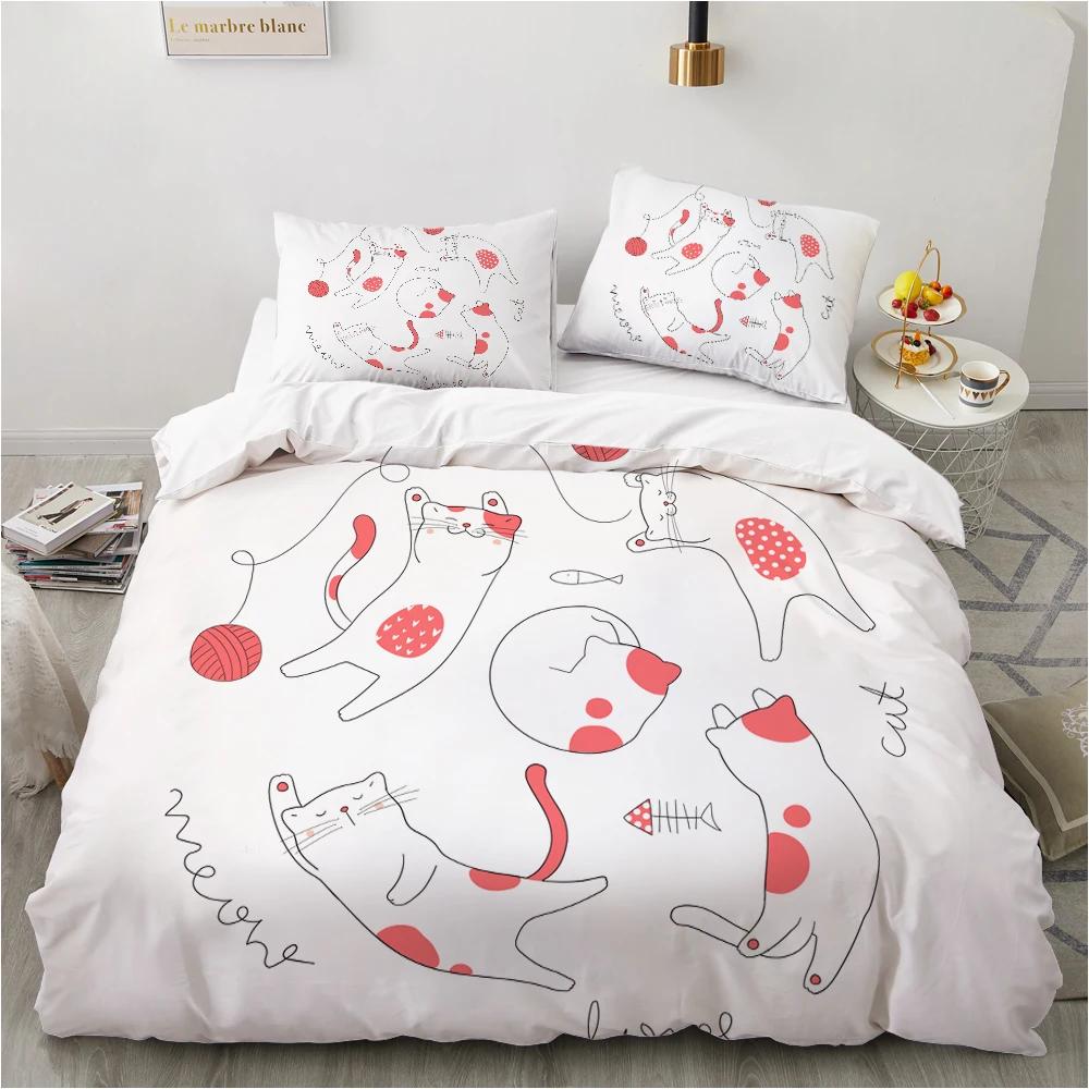 Comforter Animal Kitty Lovely Pet Pink Cat Cartoon Polyester Simple Style Theme Bedroom Decorations Children Girl